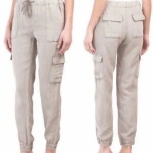 5/$20 Nicole Miller NY 100% Linen Cargo Joggers L NWT